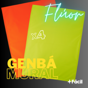 Genbá mural 0.95x0.70 mts color limón flúor/naranja flúor, pizarra interactiva para lluvias de ideas, planificación, organización, creatividad grupos. Pack 4 unidades